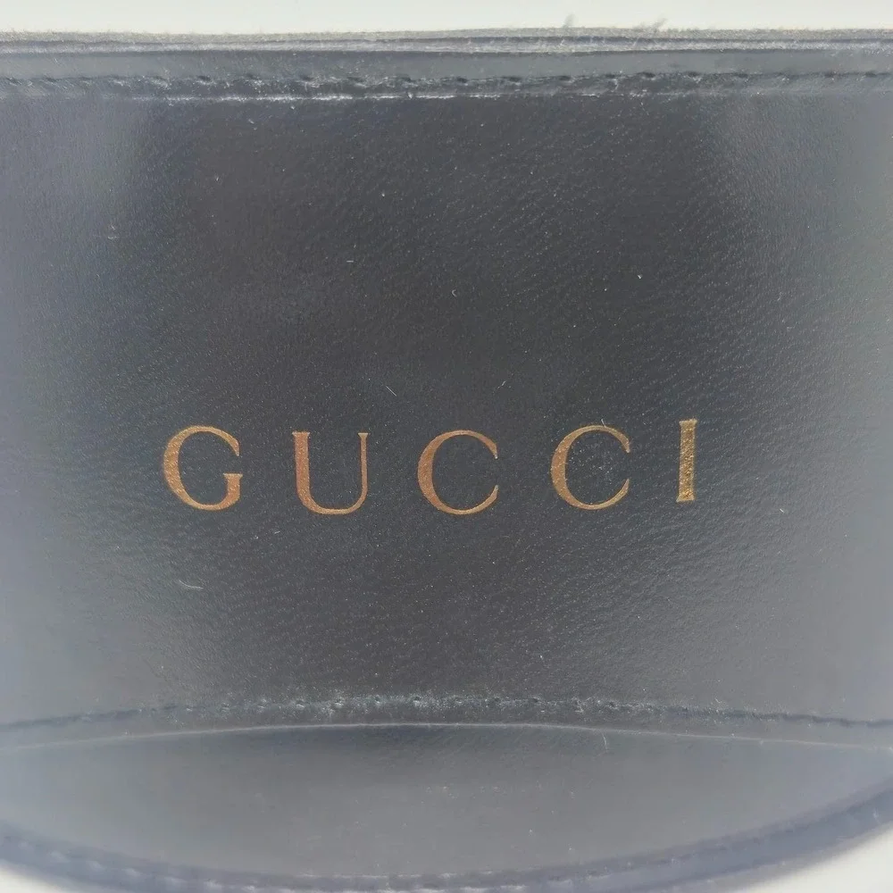 Authentic GUCCI Black Leather Sunglasses Case & Microfiber Cleaning Cloth Set